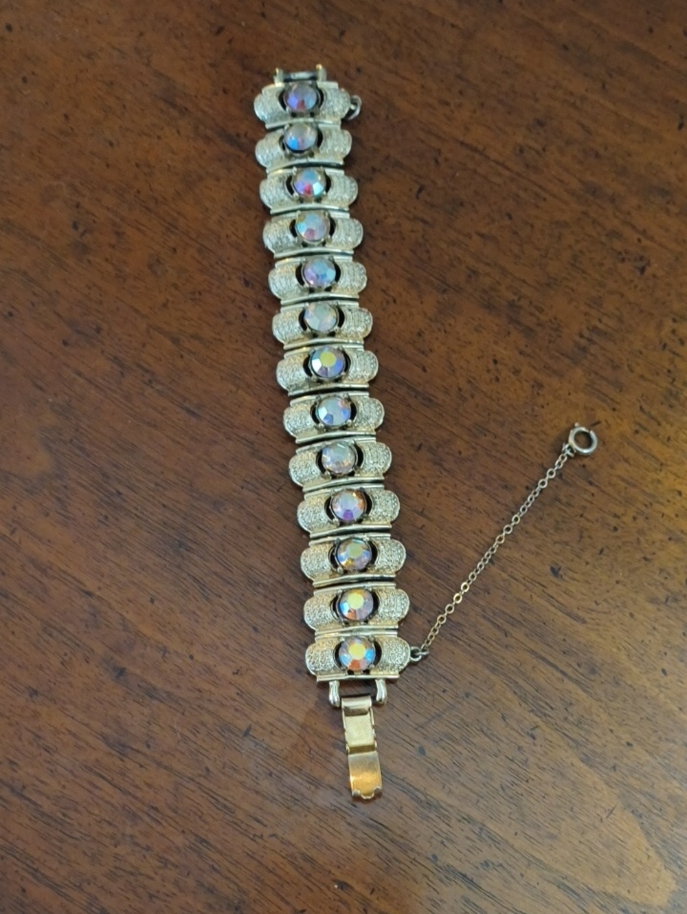Coro Pegasus Vintage Aurora Crystal Link Bracelet - 6in.